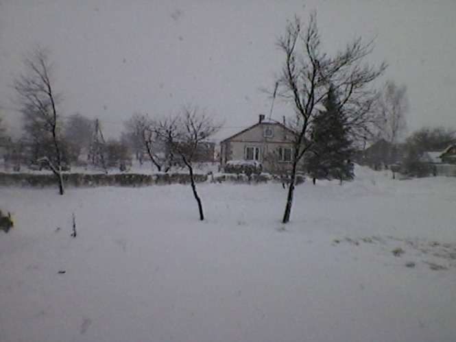 Ostre opady śniegu w Czerniecinie (pow.Bilgorajski) 3 grudnia 2010 okolo godziny 12.00