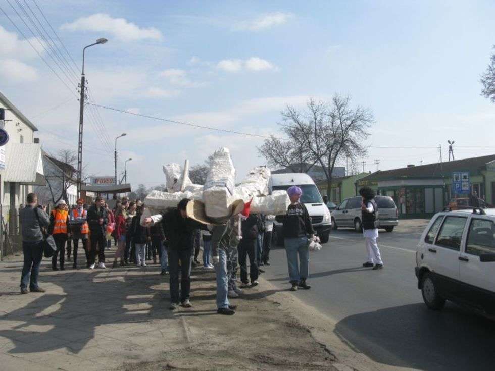  Biała Podlaska: Studenci spalili Misia zamiast topić Marzannę (zdjęcie 1) - Autor: Marek Pietrzela