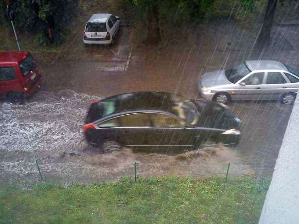 Lublin zalany po ulewie. Okolice ulicy Pilsudskiego