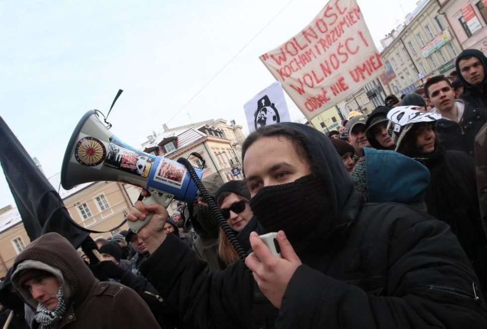  Protest przeciwko ACTA przed Ratuszem w Lublinie (zdjęcie 12) - Autor: Wojciech Nieśpiałowski