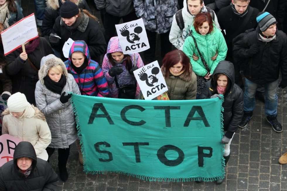  Protest przeciwko ACTA przed Ratuszem w Lublinie (zdjęcie 15) - Autor: Wojciech Nieśpiałowski