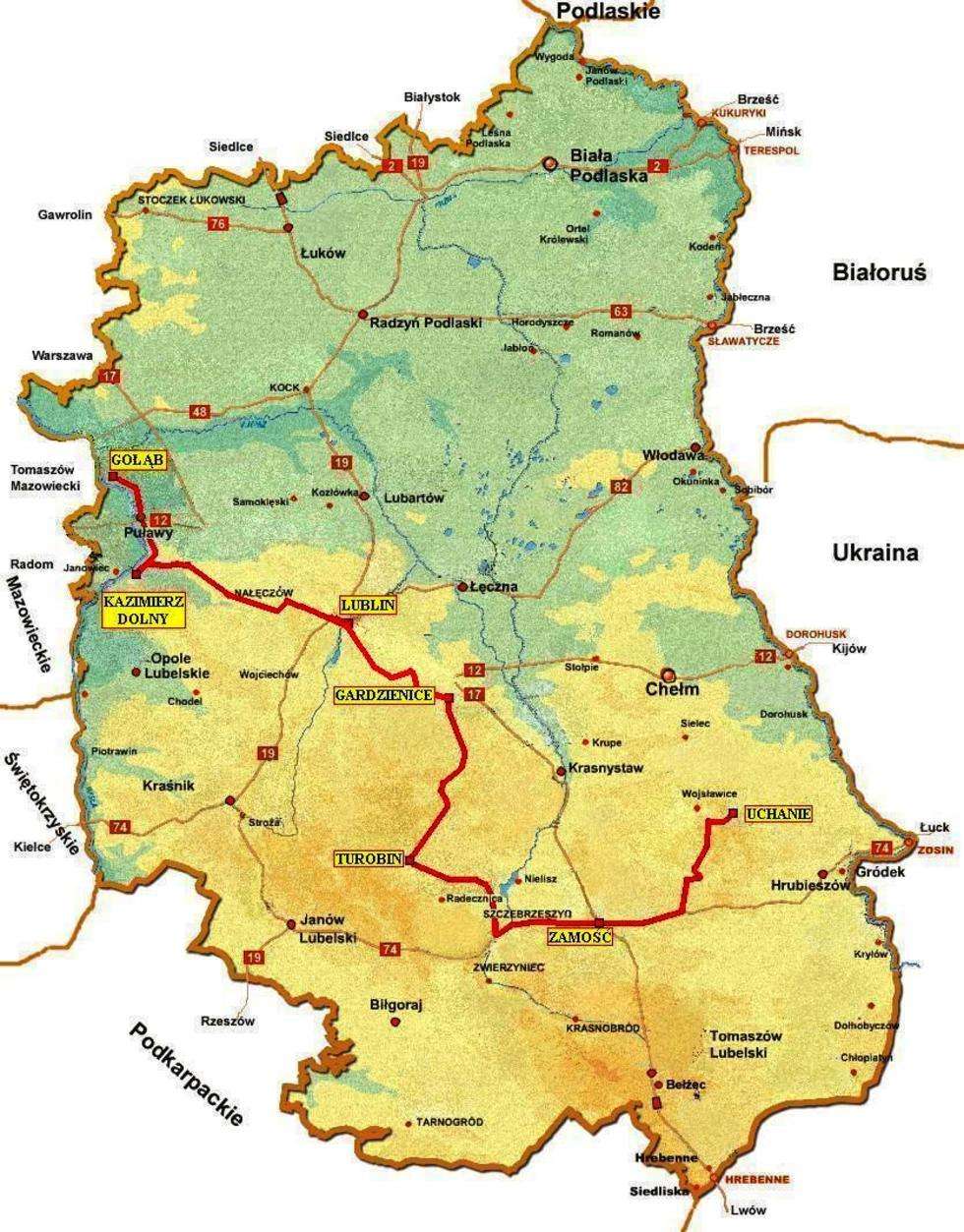  Mapa Rowerowego Szlaku Renesansu Lubelskiego