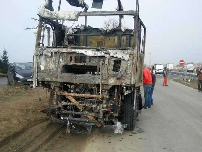 Pożar ciężarówki w Bogucinie