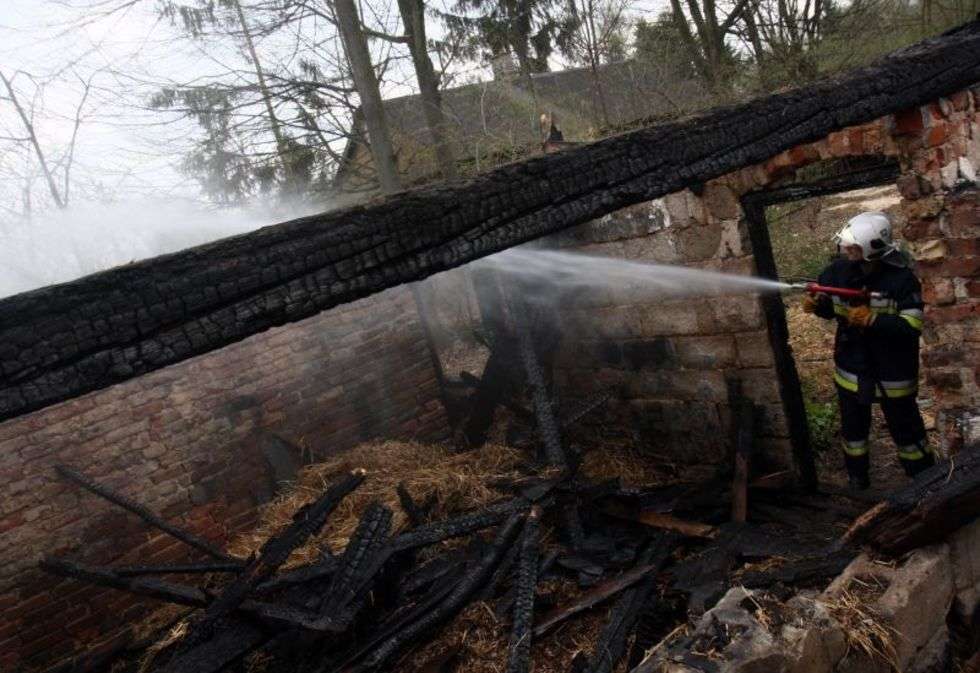  Sadurki: dogaszanie pożaru po podpalaczu (zdjęcie 4) - Autor: Jacek Świerczyński