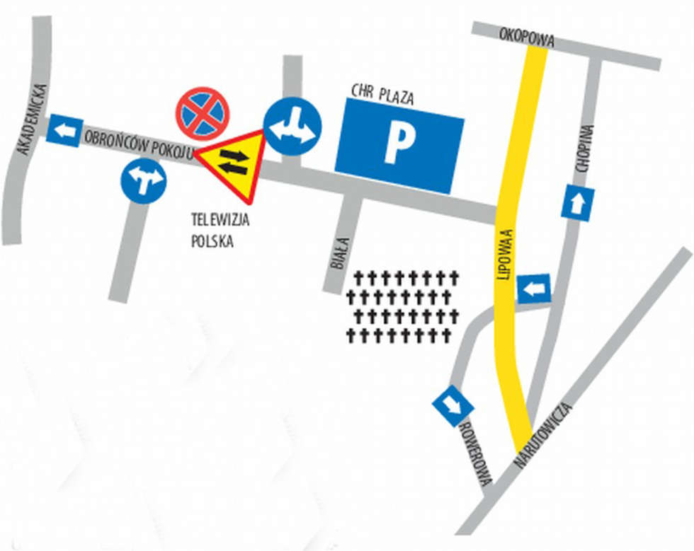 • 1 listopada od godz. 7 do 21 czynny będzie bezpłatny parking podziemny pod CHR Lublin Plaza. Dwupoziomowy parking będzie dostępny dla ok. 670 pojazdów.<br><br>• Od 31 października do 2 listopada na ul. Obrońców Pokoju zatoka postojowa przy Plazie zostanie oznakowana dla pojazdów osób niepełnosprawnych.<br><br>• Odcinek ul. Obrońców Pokoju od ul. Uniwersyteckiej do ul. Raabego od 31 października do 2 listopada (rano) zostanie oznakowany jako dwukierunkowy. Umożliwi to łatwiejszy dojazd od strony ul. Raabego przed cmentarz przy ul. Białej i do parkingu pod Plazą.<br><br>• W celu wykorzystania dodatkowych miejsc postojowych od 31 października do 2 listopada (rano) na ul. Chopina będzie wprowadzony jeden kierunek od ul. Sztajna do ul. Okopowej. W tych dniach również zostaną przysłonięte znaki „zakaz zatrzymywania się” na ul. Głębokiej od ul. Narutowicza do ul. Raabego. Umożliwi to postój pojazdów wzdłuż tej ulicy.
