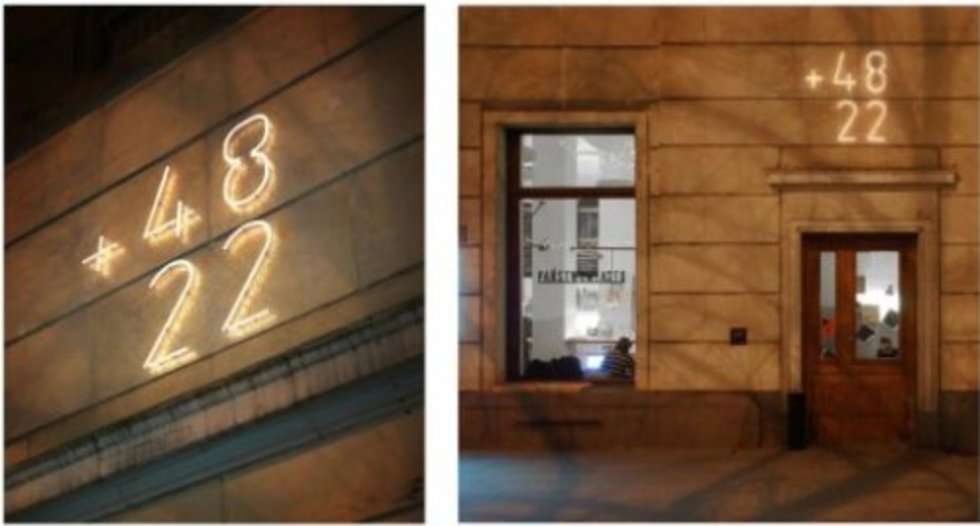  Projekt „+48 22” „+48 22” to projekt neonu, który miałby się znaleźć przy siedzibie fundacji Projekt:Polska, przy ul. Andersa 29 w Warszawie. Treść neonu opowiada o lokalizacji Warszawy na świecie, jest także nawiązaniem do nazwy kawiarni fundacji – PAŃSTWOMIASTO. 