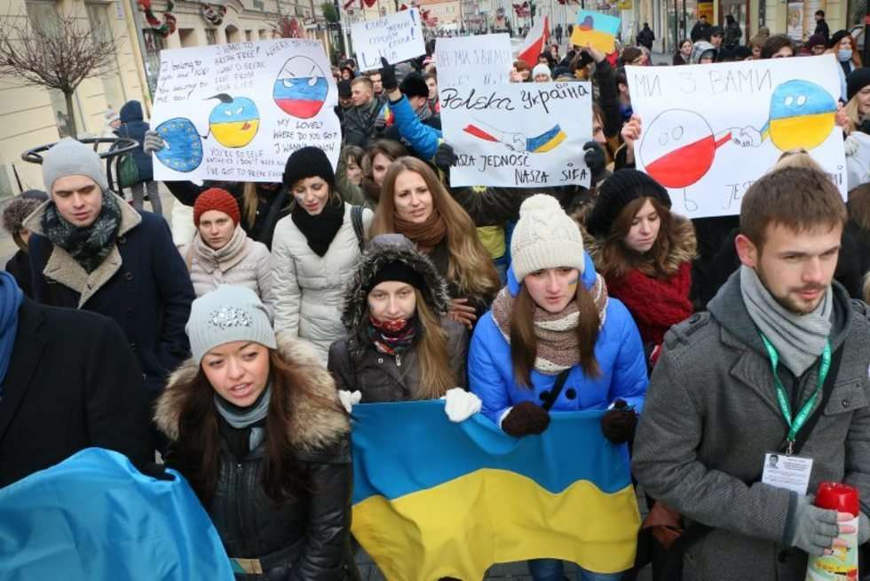  Lublin - marsz poparcia dla Ukraińców (zdjęcie 10) - Autor: Wojciech Nieśpiałowski