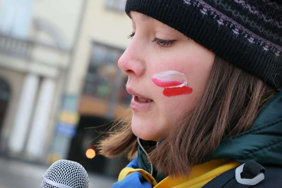  Lublin - marsz poparcia dla Ukraińców (zdjęcie 9) - Autor: Wojciech Nieśpiałowski