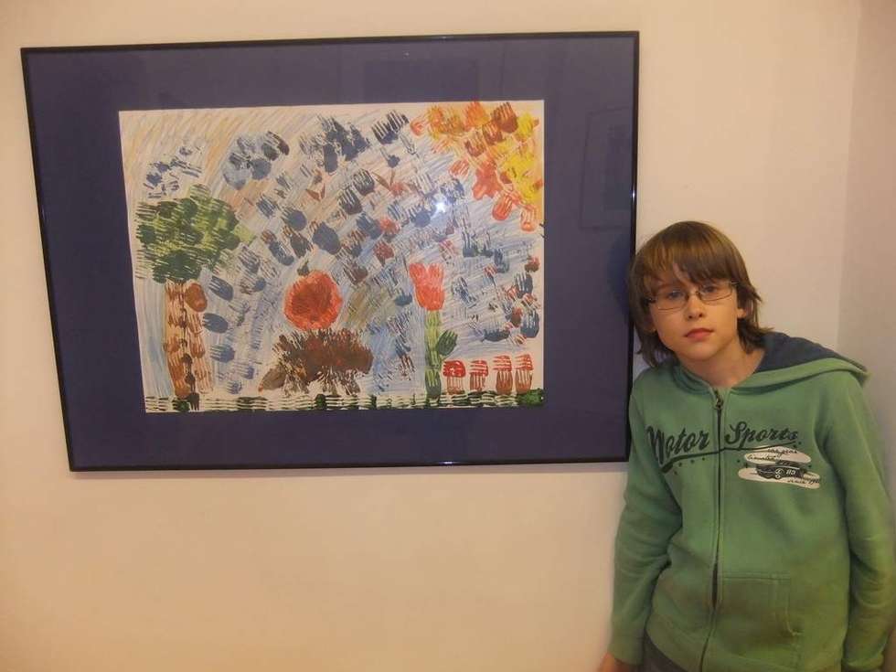  Bernarnd Gawryjołek, lat 10, farby i widelec