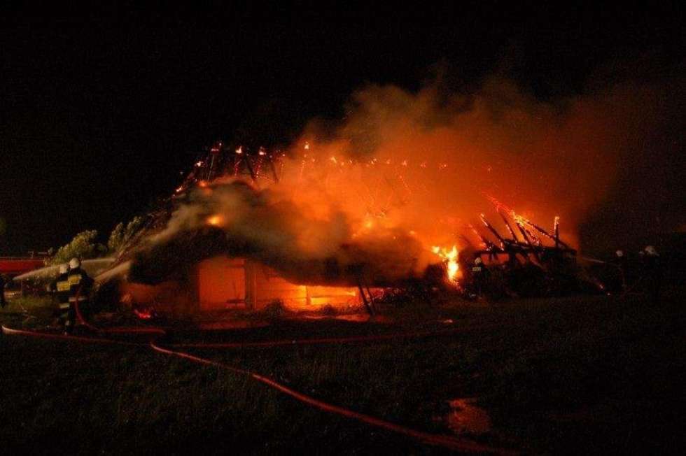  Pożar chaty w Wiosce Gotów w Masłomęczu (zdjęcie 7) - Autor: Bartłomiej Bartecki