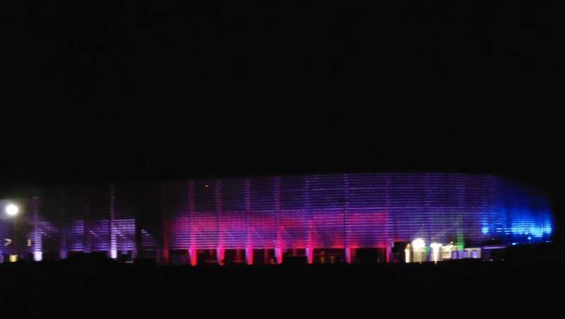 Testy podświetlenia nowego stadionu w Lublinie