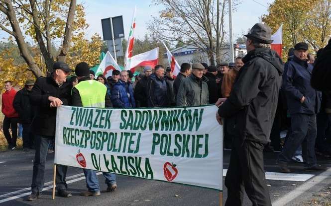 Protest sadowników. Blokada drogi w Annopolu