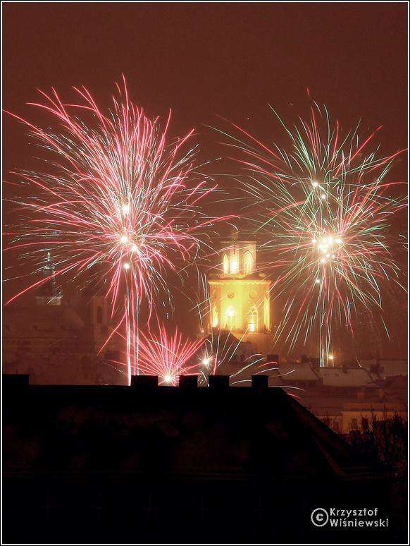 Noworoczne fajerwerki nad Lublinem