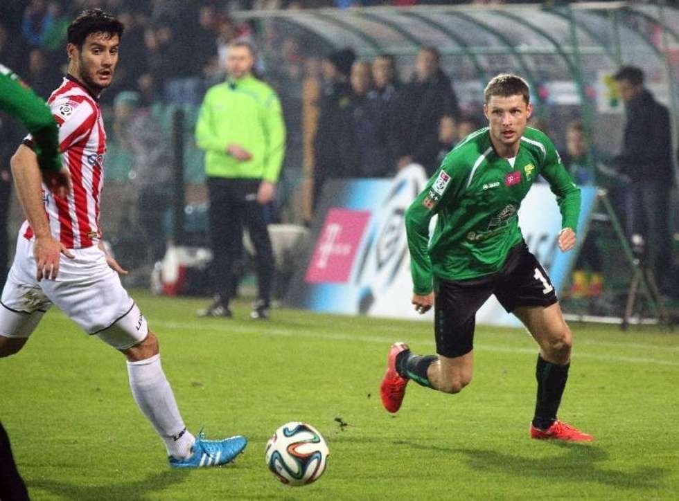  Górnik Łęczna po wygranej 2:1 nad Cracovią awansował na ósme miejsce w ligowej tabeli. Fot. Maciej Kaczanowski