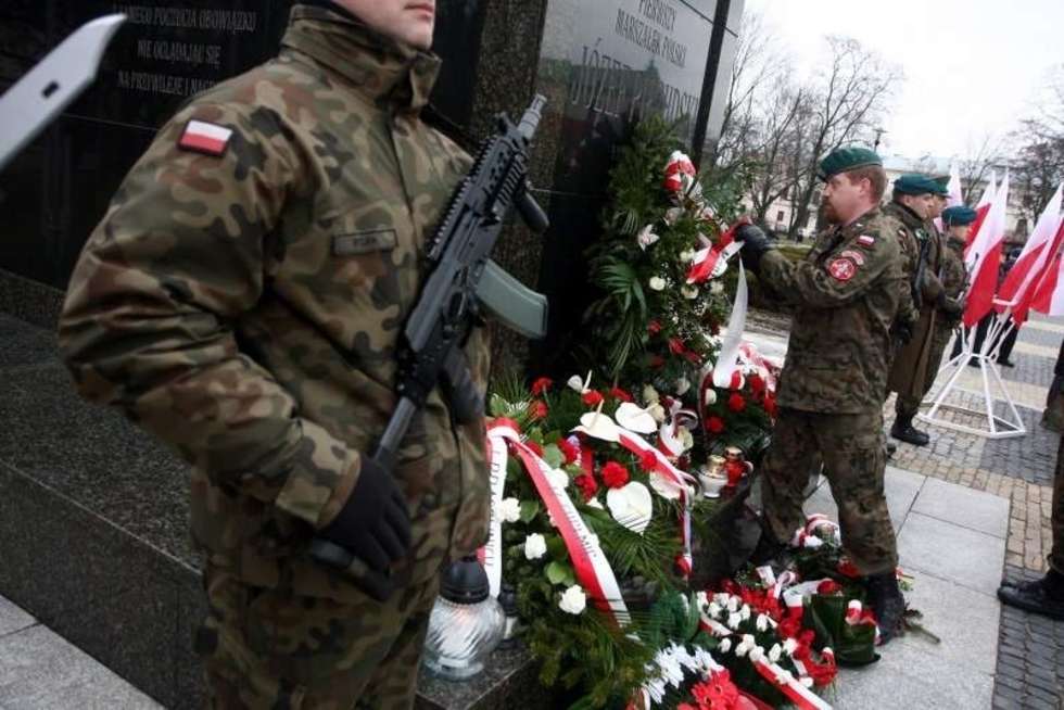  Kwiaty pod pomnikiem Marszałka Józefa Piłsudskiego (zdjęcie 8) - Autor: AS