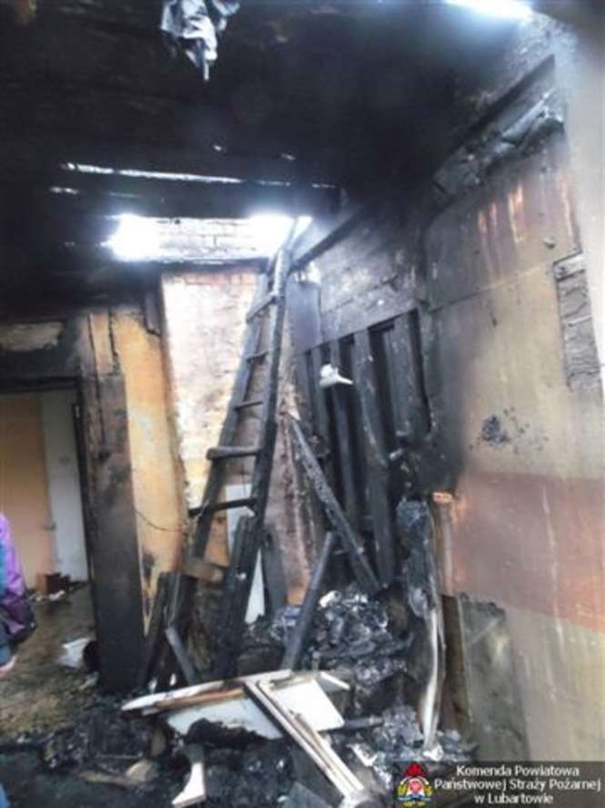Pożar domu w Woli Blizockiej - Autor: KP PSP Lubartów