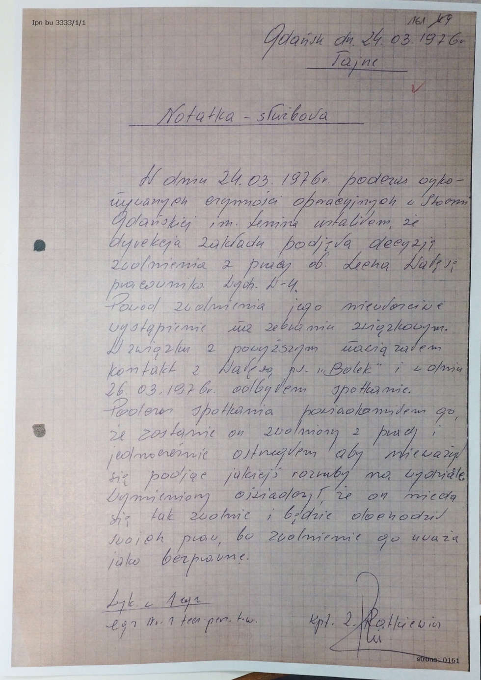  List Kiszczaka do Dyrektora Archiwum Akt Nowych i akta TW Bolka w IPN (zdjęcie 20) - Autor: Wojciech Nieśpiałowski