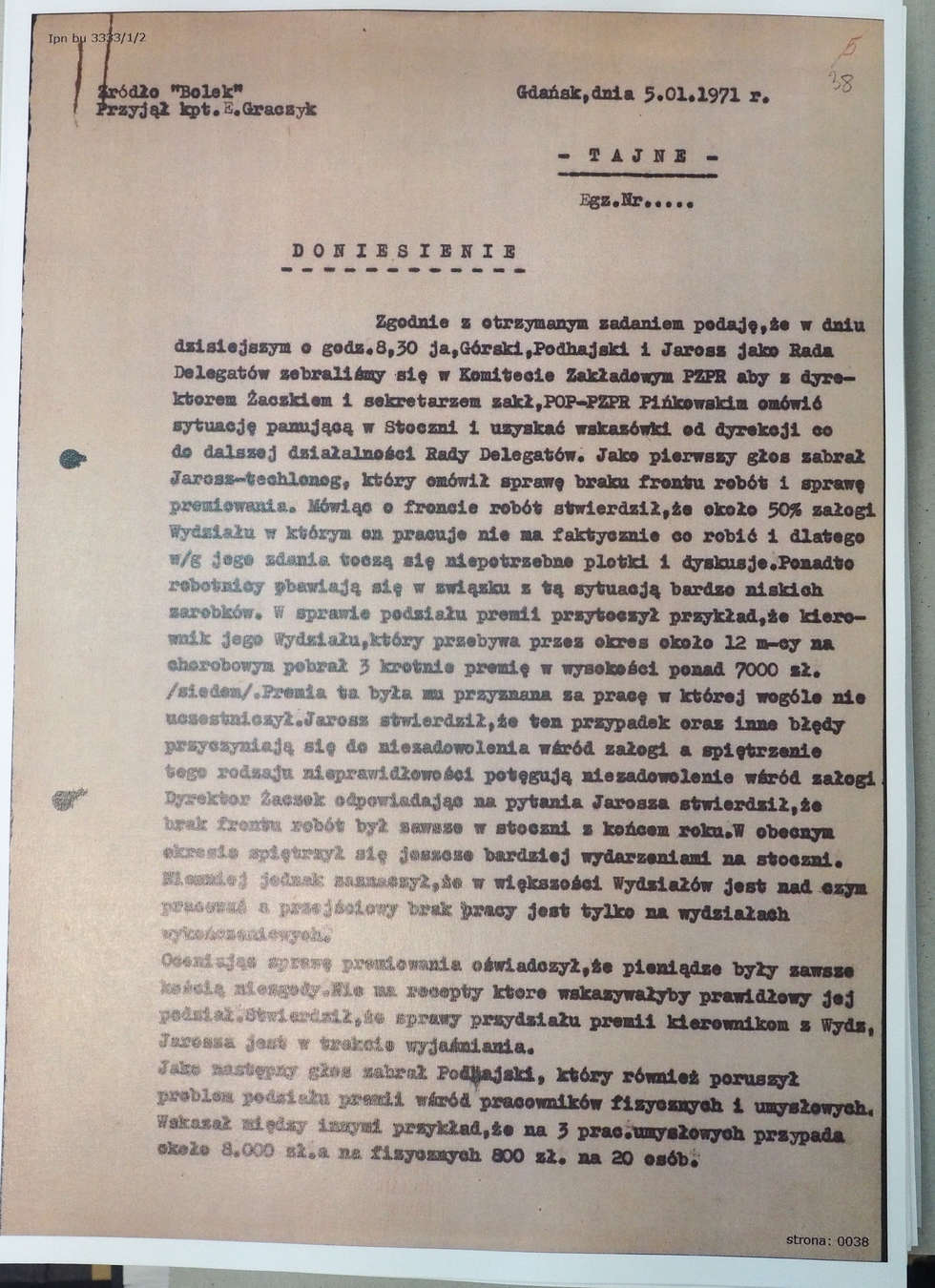  List Kiszczaka do Dyrektora Archiwum Akt Nowych i akta TW Bolka w IPN (zdjęcie 4) - Autor: Wojciech Nieśpiałowski