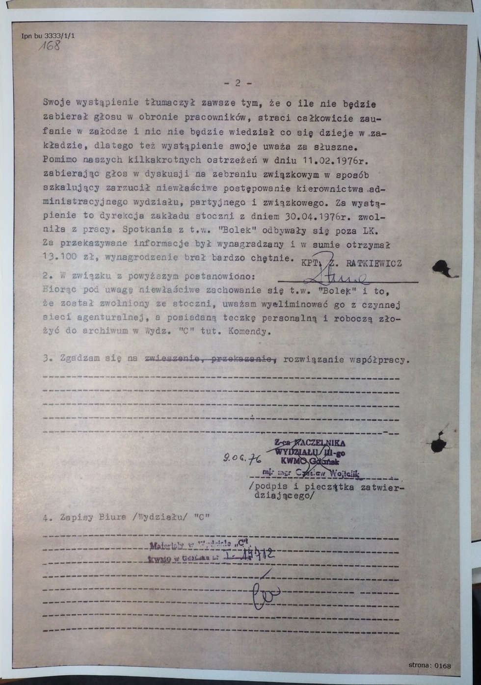  List Kiszczaka do Dyrektora Archiwum Akt Nowych i akta TW Bolka w IPN (zdjęcie 14) - Autor: Wojciech Nieśpiałowski