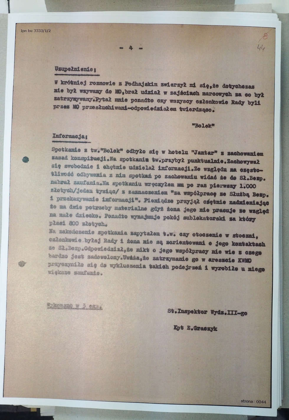  List Kiszczaka do Dyrektora Archiwum Akt Nowych i akta TW Bolka w IPN (zdjęcie 1) - Autor: Wojciech Nieśpiałowski