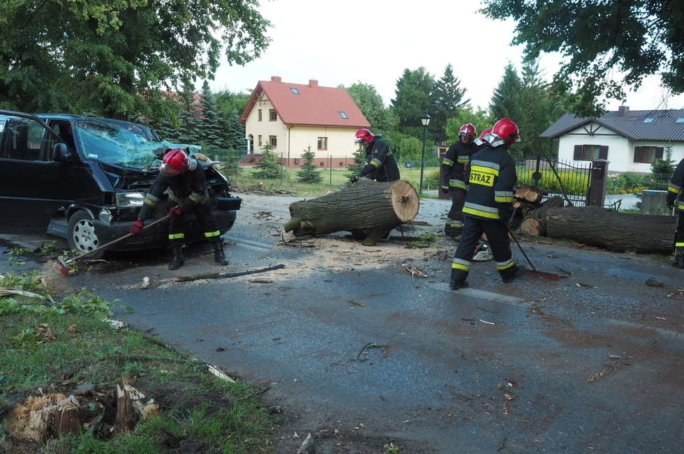  Drzewo spadło na samochód na ul. Nałęczowskiej (zdjęcie 2) - Autor: Maciej Kaczanowski