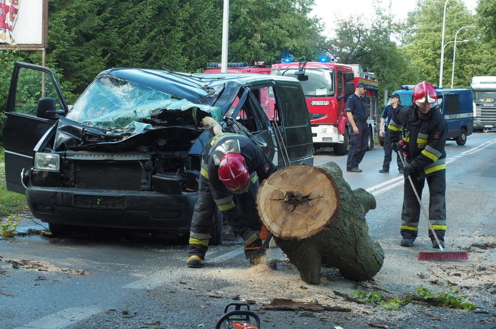  Drzewo spadło na samochód na ul. Nałęczowskiej  - Autor: Maciej Kaczanowski