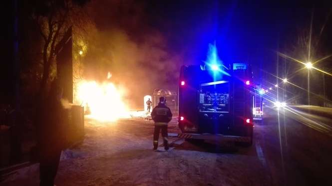 Pożar autobusu w Puławach