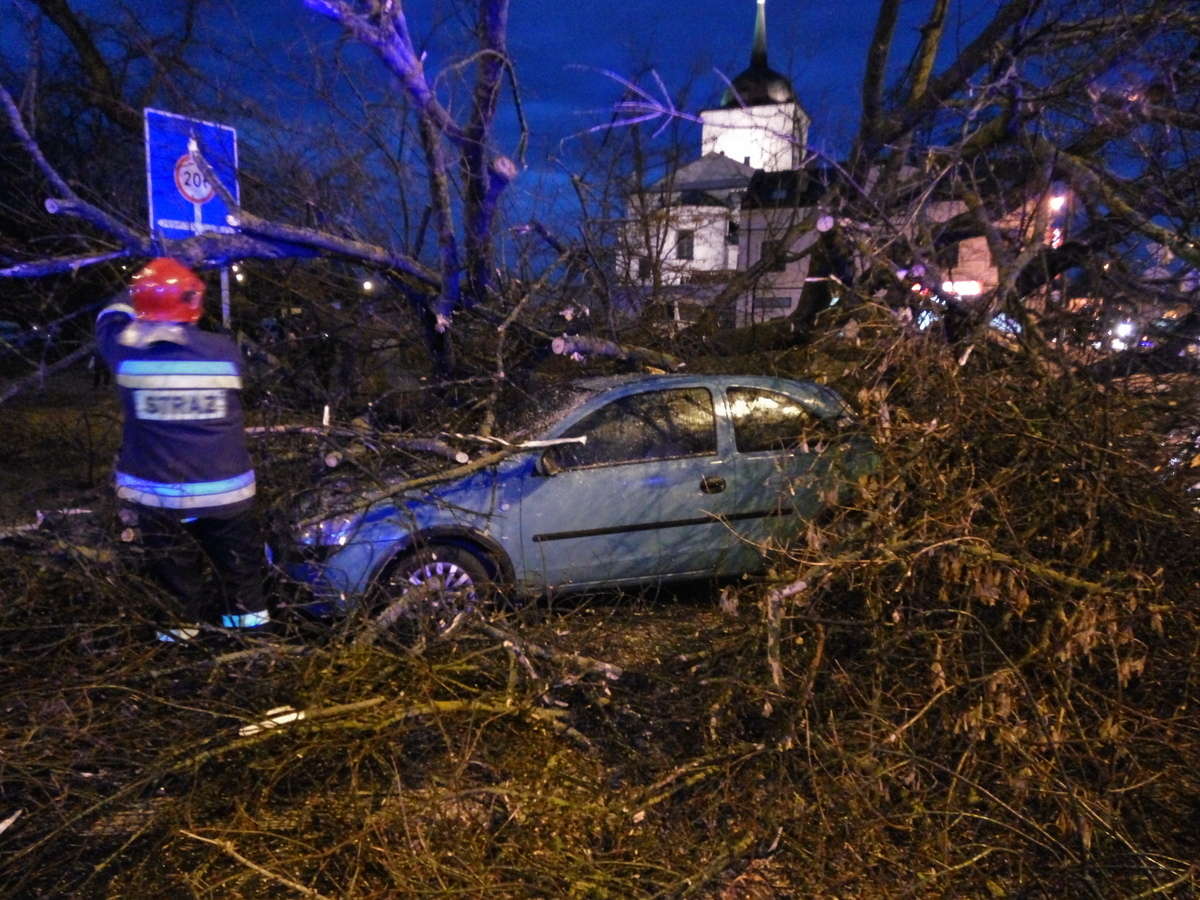 Wichura w Lublinie: drzewo przewróciło się na samochód