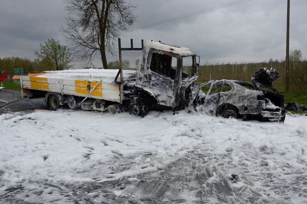  Wypadek w miejscowości Kopina (zdjęcie 1) - Autor: KP PSP Łęczna