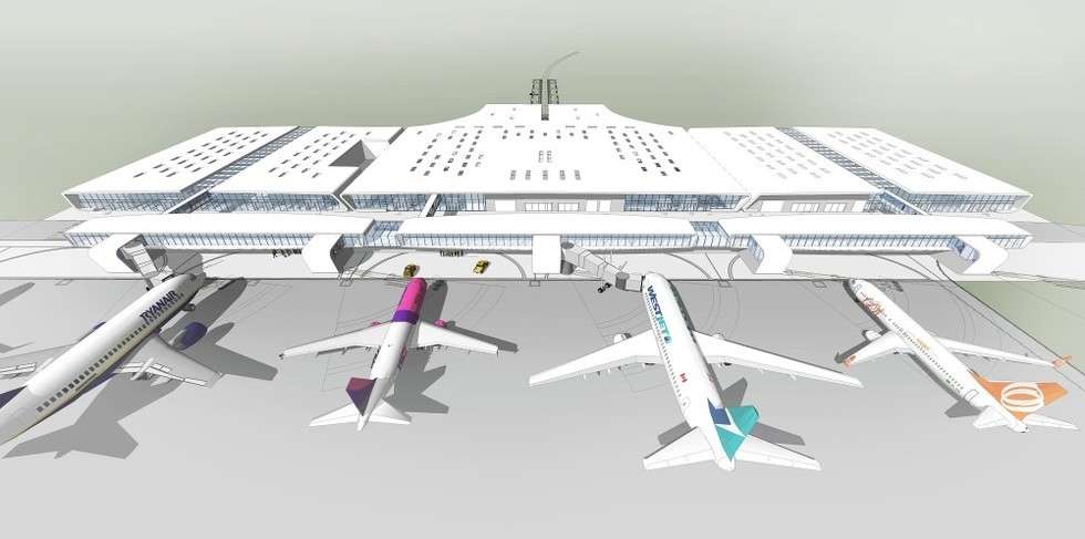  <p>Tak może wyglądać terminal w jeszcze dalszej przyszłości &ndash; koncepcja docelowej rozbudowy</p>