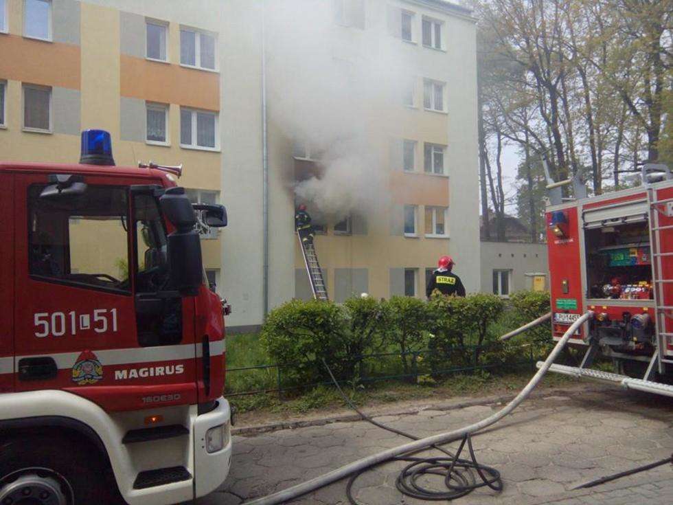  Pożar mieszkania na os. Sienkiewicza w Puławach (zdjęcie 12) - Autor: Radosław Szczęch