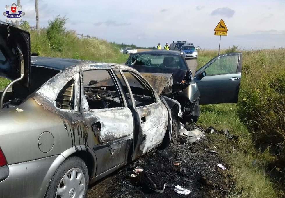  Wypadek w Olszance. Zapalił się samochód (zdjęcie 1) - Autor: Policja