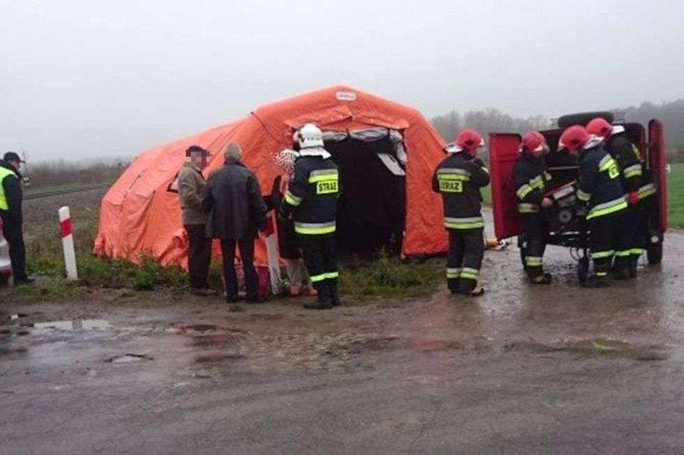  Aleksandrów: Wypadek na przejeździe kolejowym  - Autor: KP PSP Łuków