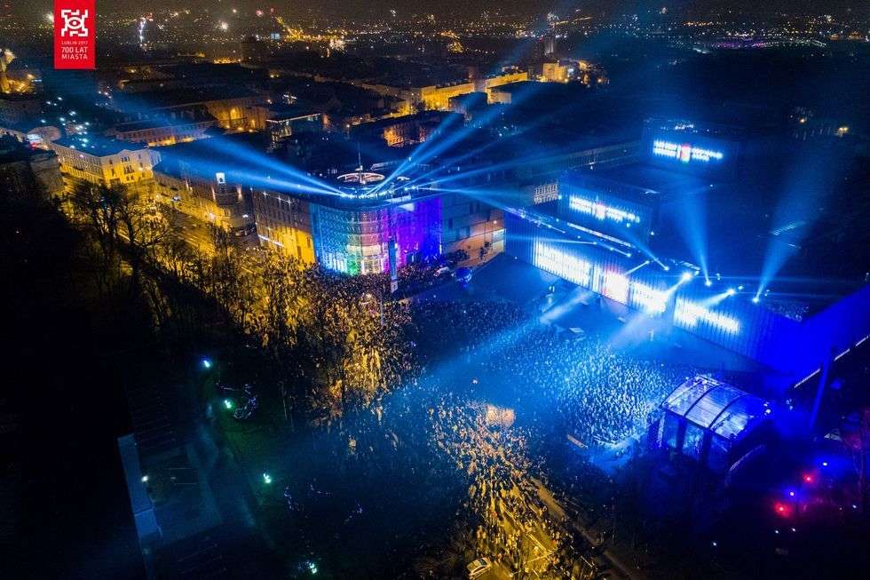  Sylwester Miejski 2017 w Lublinie. Zdjęcia z drona (zdjęcie 4) - Autor: Maciej Rukasz