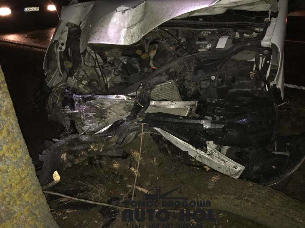  Samochód uderzył w drzewo   - Autor: Pomoc Drogowa Auto-Hol w Kraśniku