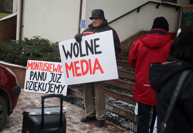 Protest przed siedzibą TVP Lublin