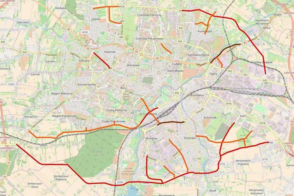  Nowe drogi w Lublinie. Mapa  - Autor: GIS-EXPERT