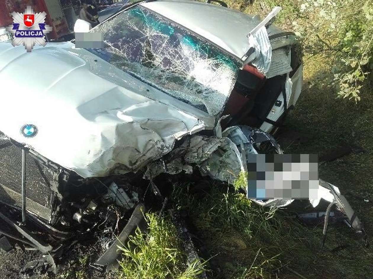  Wypadek w Bałtowie: Kierowca zakleszczony w samochodzie (zdjęcie 2) - Autor: Policja
