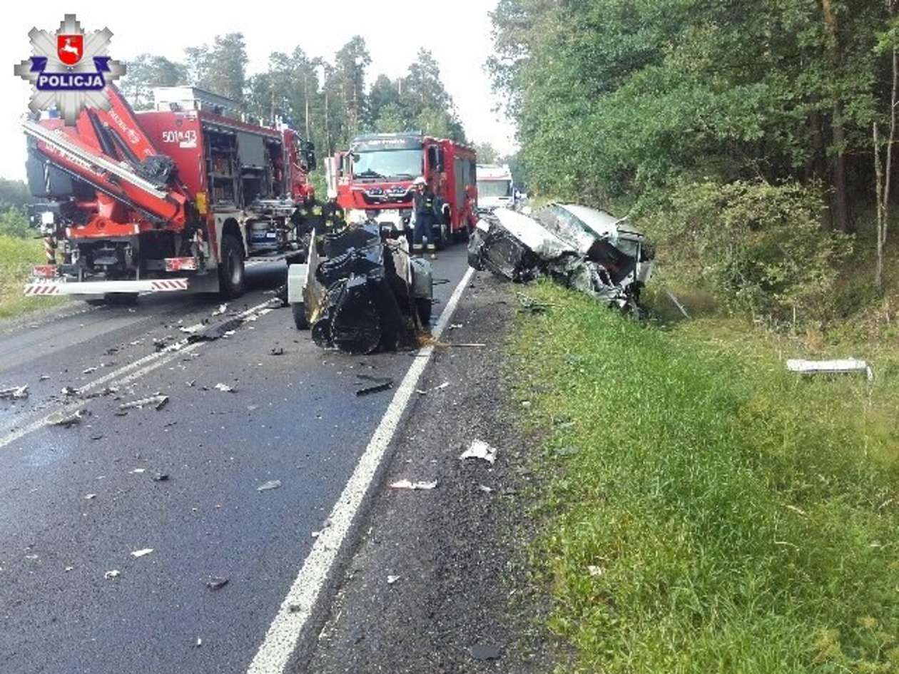  Wypadek w Bałtowie: Kierowca zakleszczony w samochodzie (zdjęcie 1) - Autor: Policja