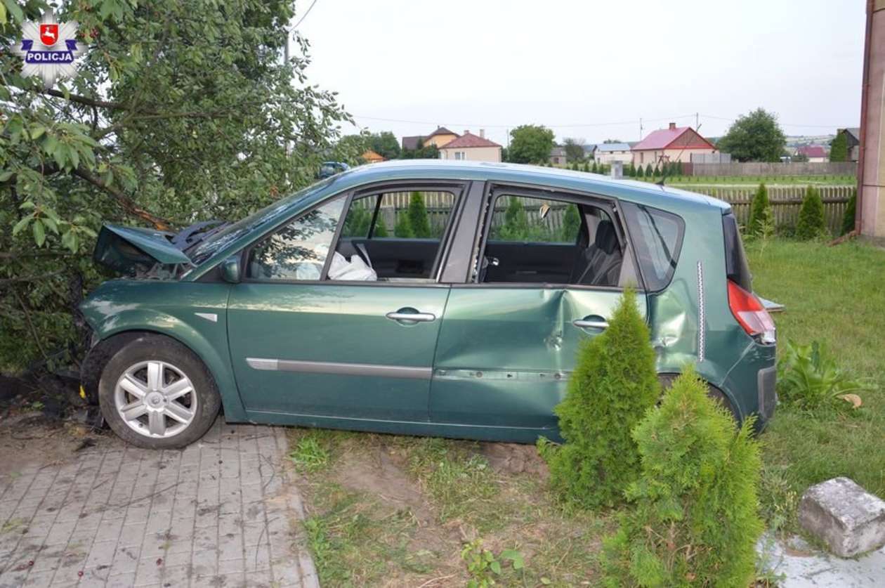  Zamość: Kierowca zasnął i uderzył w ogrodzenie (zdjęcie 1) - Autor: Policja