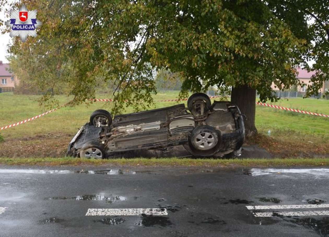  Wypadek w miejscowości Różaniec Drugi (zdjęcie 1) - Autor: Policja