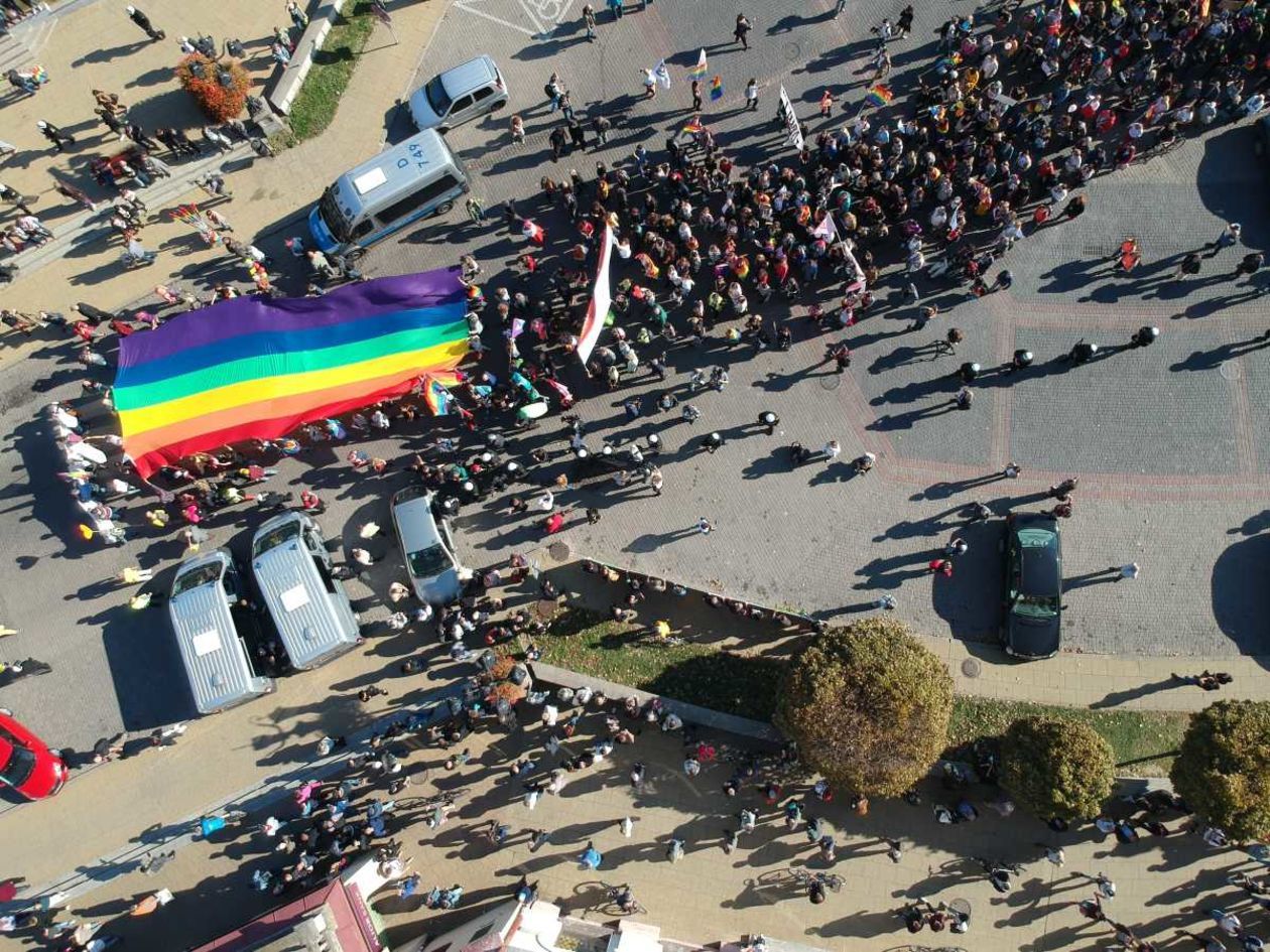 Marsz Równości i kontrmanifestacja w Lublinie zdjęcia z drona - Autor: Maciej Kaczanowski