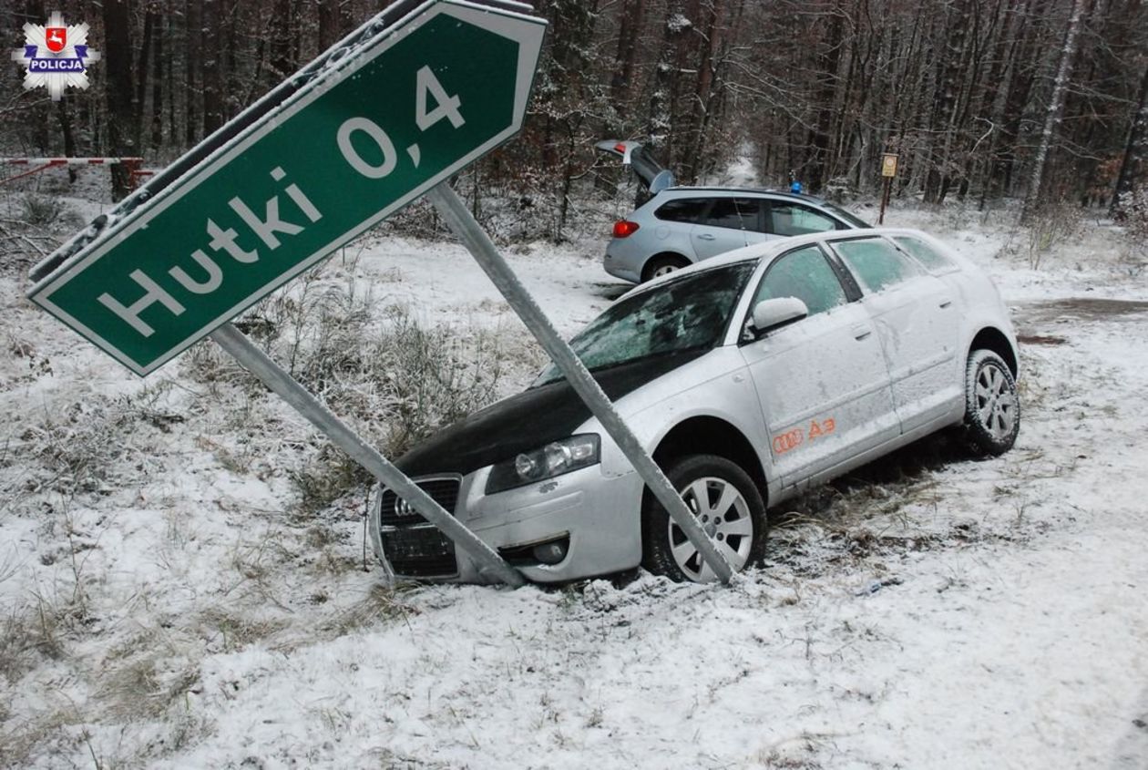 Wypadek na drodze Krasnobród - Hutki - Autor: Policja