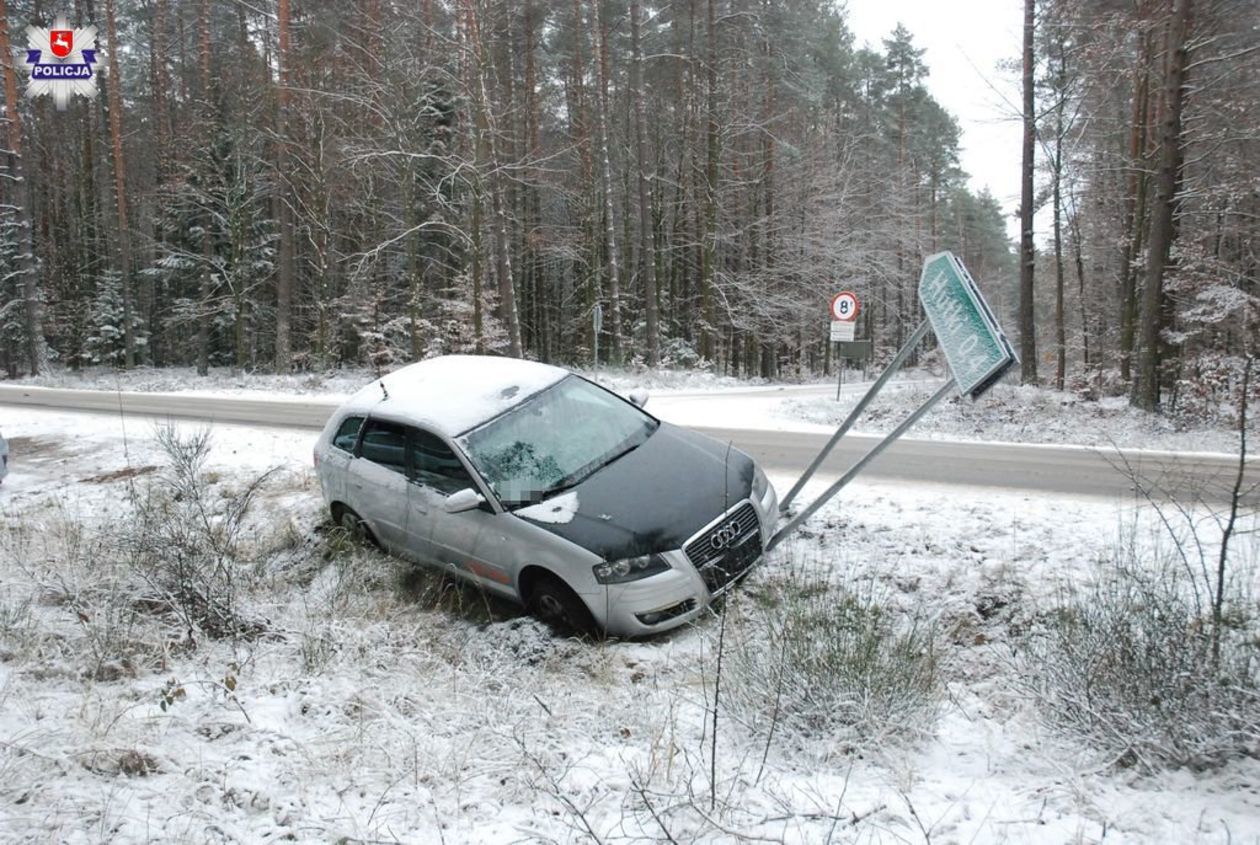  Wypadek na drodze Krasnobród - Hutki (zdjęcie 2) - Autor: Policja