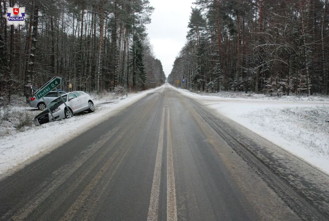  Wypadek na drodze Krasnobród - Hutki  - Autor: Policja