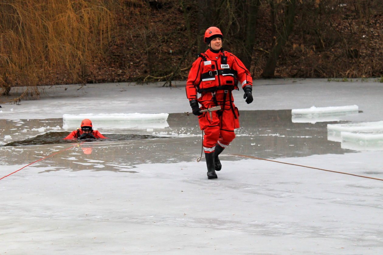  Lodowe ćwiczenia strażaków w Puławach (zdjęcie 12) - Autor: Radosław Szczęch