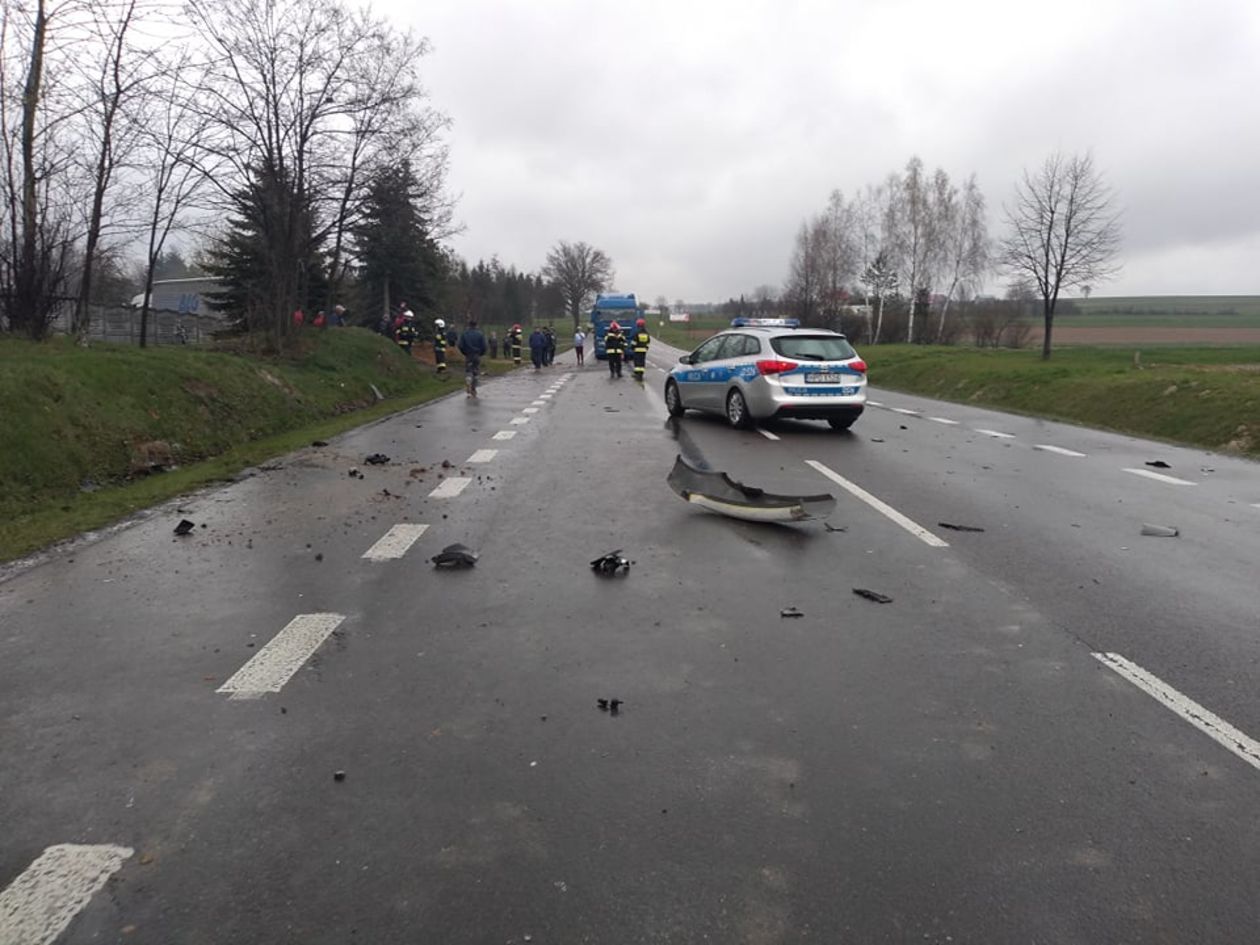  Wypadek w Wilkołazie 16.04.2019 (zdjęcie 1) - Autor: OSP KSRG Wilkołaz