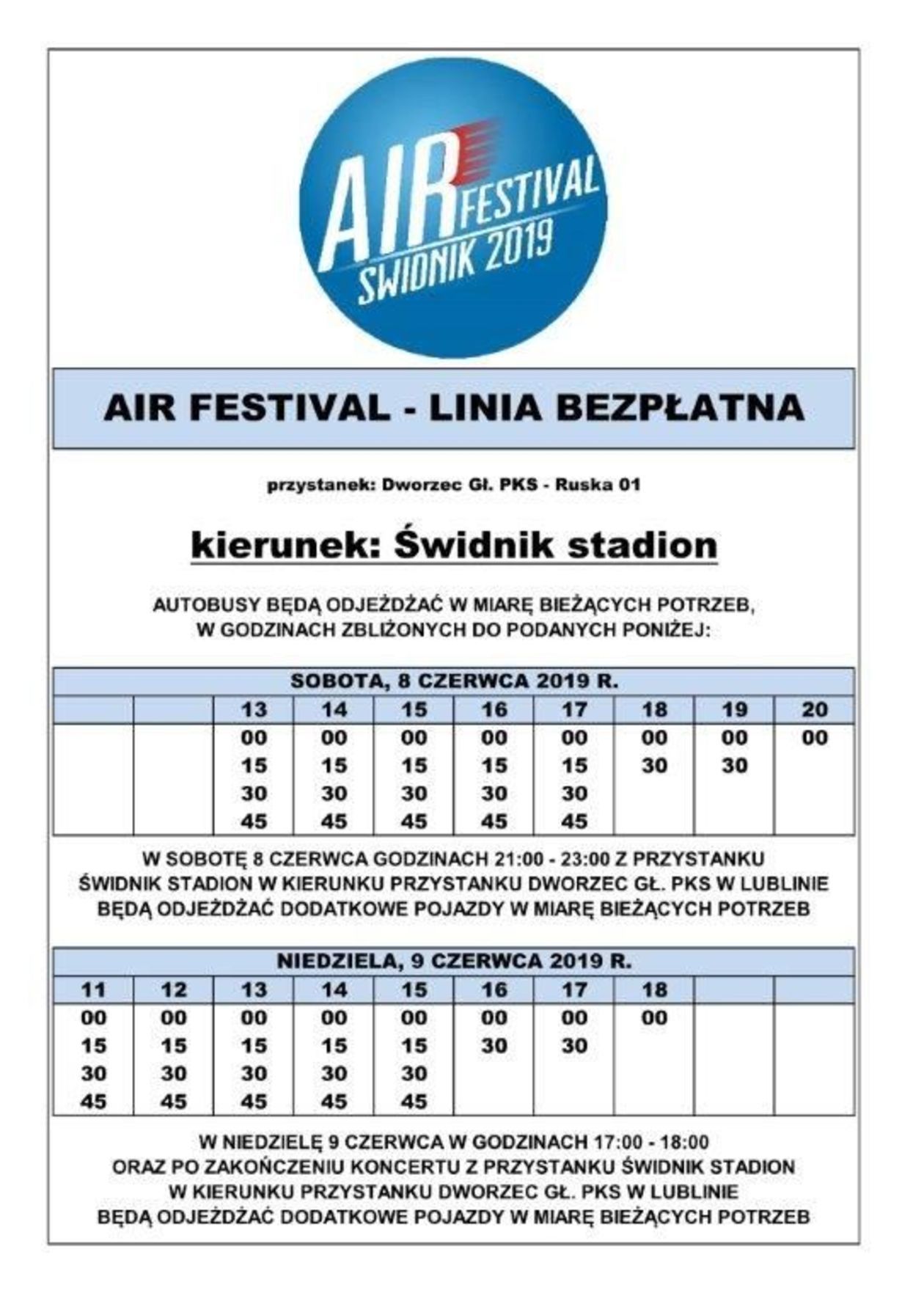  II Świdnik Air Festival - program, rozkład jazdy bezpłatnej linii autobusowej, mapki (zdjęcie 1) - Autor: Materiały organizatora
