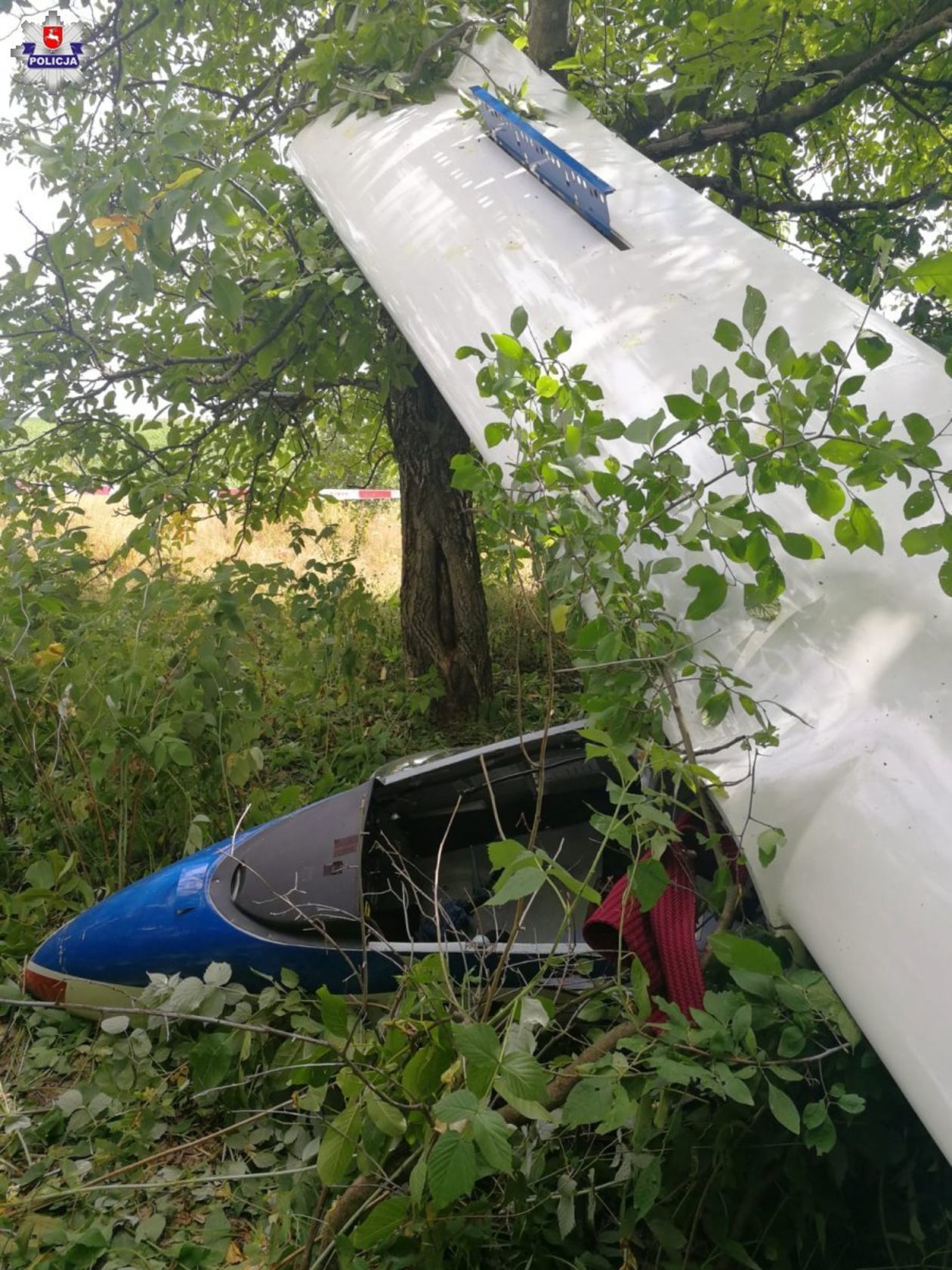  Zderzenie dwóch szybowców w powietrzu (zdjęcie 1) - Autor: KWP Lublin
