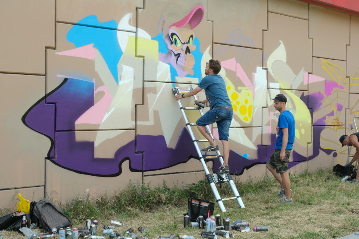  Graffiti jam na ścianie nasypu drogi S 17 (zdjęcie 1) - Autor: Maciej Kaczanowski